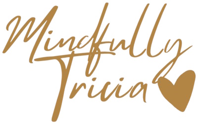 Logo of 'Mindfully Tricia' in a handwritten style, featuring a heart symbol.